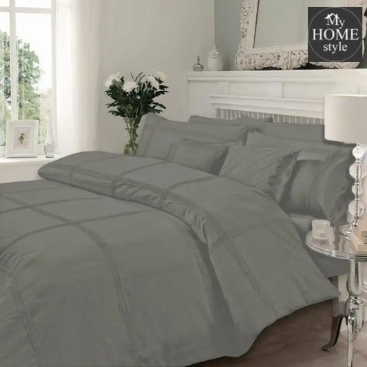 Luxury Sateen Pleated Duvet Set Skin Grey - myhomestyle.pk