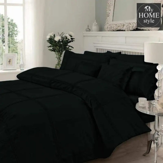 Luxury Sateen Pleated Duvet Set Sulpher Green - myhomestyle.pk