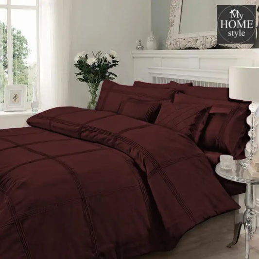 Luxury Sateen Pleated Duvet Set Terra Cotta - myhomestyle.pk