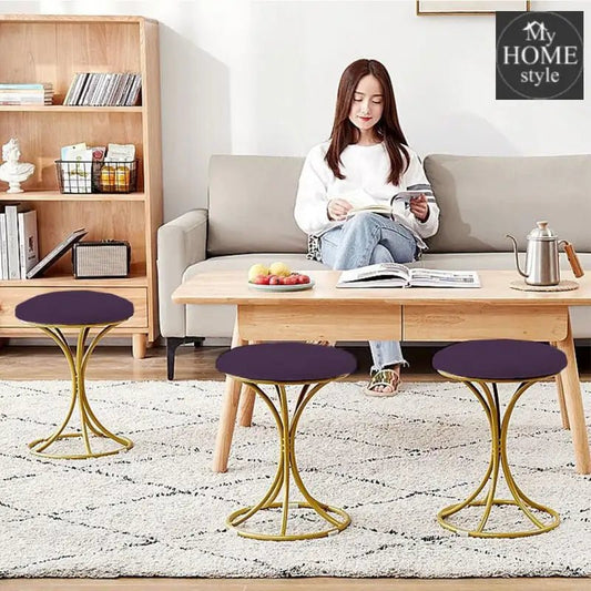 Luxury Stool With Steel Legs Large - 609 - myhomestyle.pk