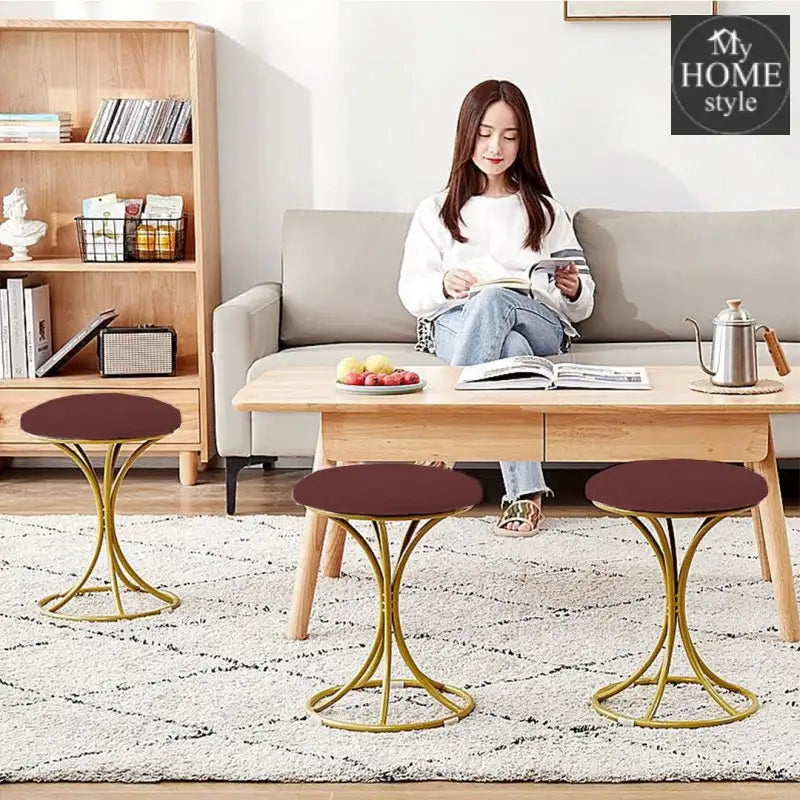 Luxury Stool With Steel Legs Large-610 - myhomestyle.pk