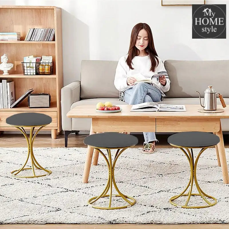 Luxury Stool With Steel Legs Large-611 - myhomestyle.pk