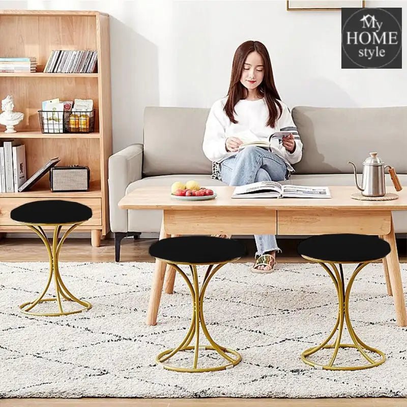 Luxury Stool With Steel Legs Large - 614 - myhomestyle.pk