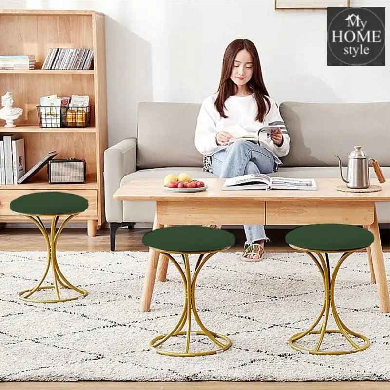 Luxury Stool With Steel Legs Large - 616 - myhomestyle.pk