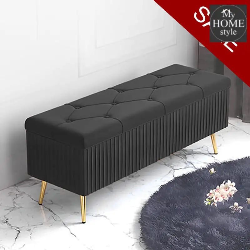Luxury Three Seater Velvet Stool With Storage Box Space - 1260 Grey Home & Garden
