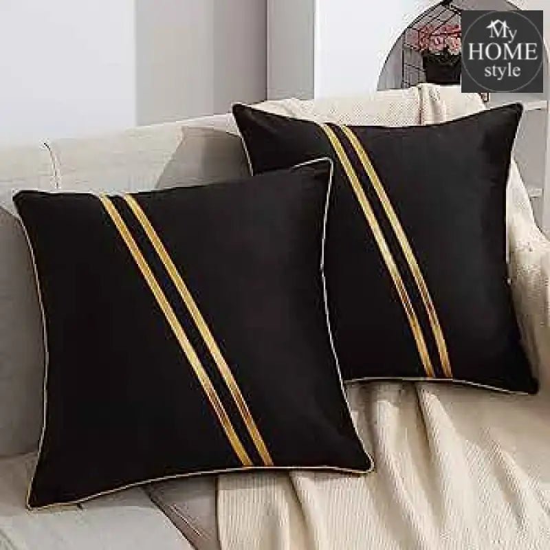 LUXURY VELVET CUSHION COVERS BLACK WITH GOLD. - myhomestyle.pk