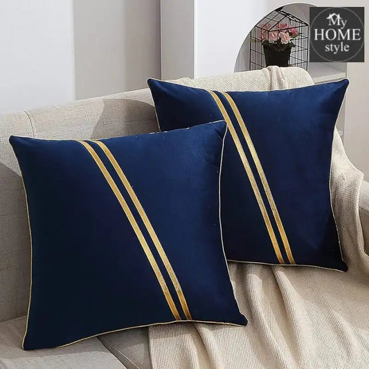 LUXURY VELVET CUSHION COVERS BLUE WITH GOLD. - myhomestyle.pk