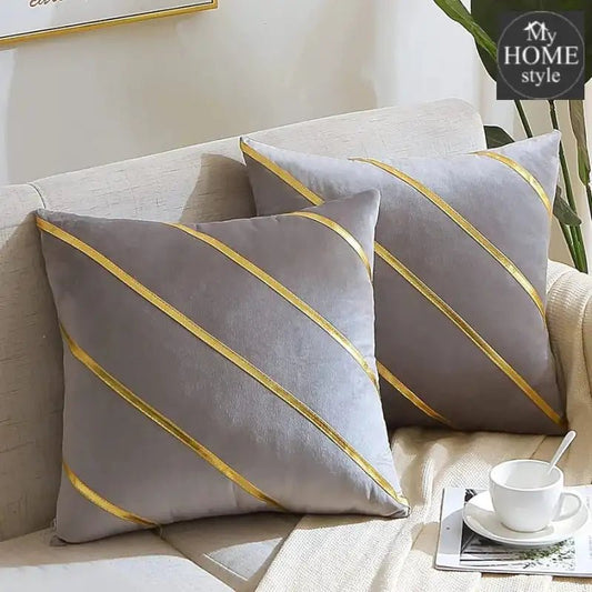 LUXURY VELVET CUSHION COVERS GREY WITH GOLD. - myhomestyle.pk