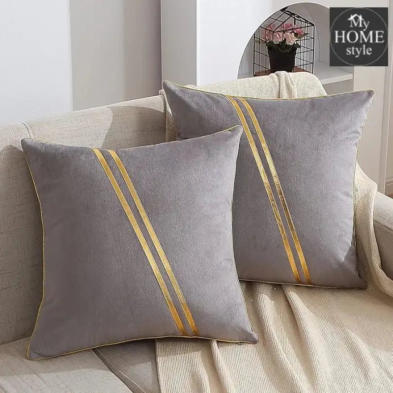 LUXURY VELVET CUSHION COVERS GREY WITH GOLD. - myhomestyle.pk