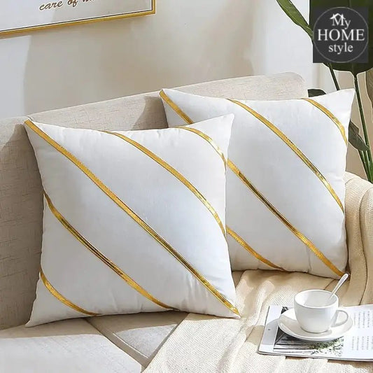 LUXURY VELVET CUSHION COVERS OFF WHITE WITH GOLD. - myhomestyle.pk