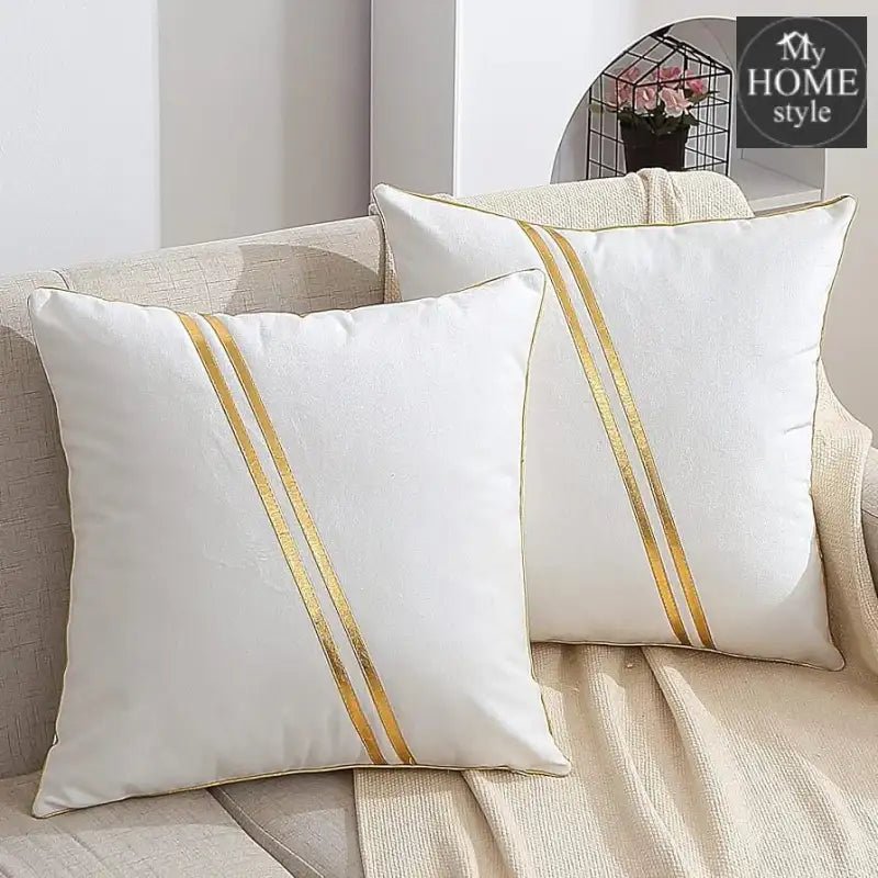 LUXURY VELVET CUSHION COVERS OFF WHITE WITH GOLD. - myhomestyle.pk