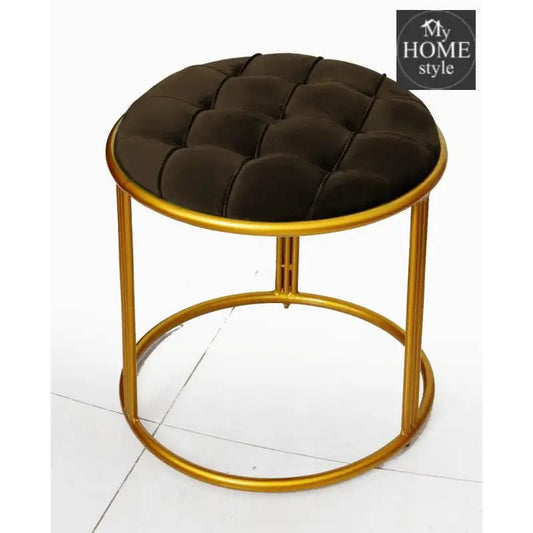 Luxury Velvet Round Stool With Steel Stand - 895 - myhomestyle.pk