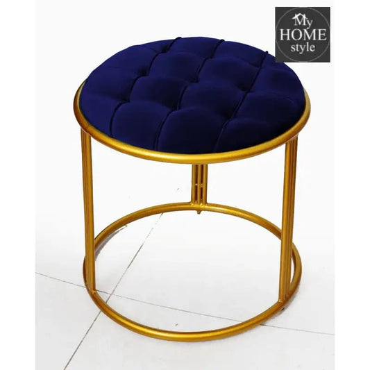 Luxury Velvet Round Stool With Steel Stand - 897 - myhomestyle.pk