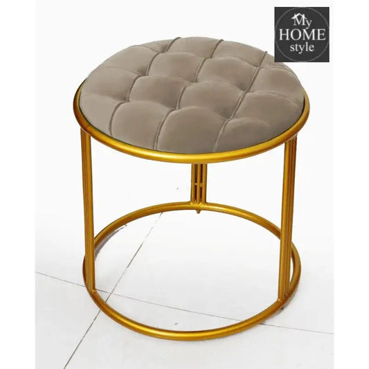 Luxury Velvet Round Stool With Steel Stand - 898 - myhomestyle.pk