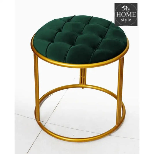 Luxury Velvet Round Stool With Steel Stand - 899 - myhomestyle.pk