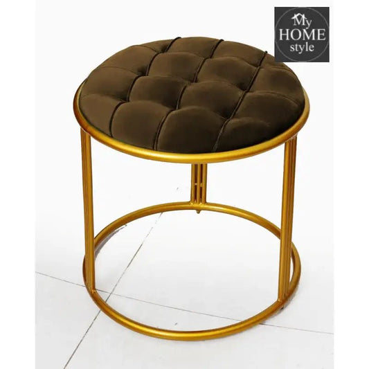 Luxury Velvet Round Stool With Steel Stand - 900 - myhomestyle.pk