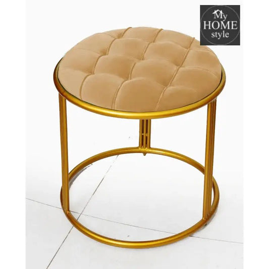 Luxury Velvet Round Stool With Steel Stand - 901 - myhomestyle.pk