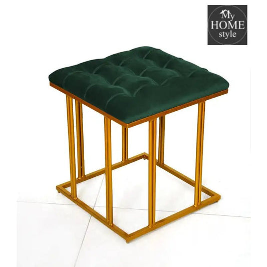 Luxury Velvet Square Stool With Steel Stand - 904 - myhomestyle.pk