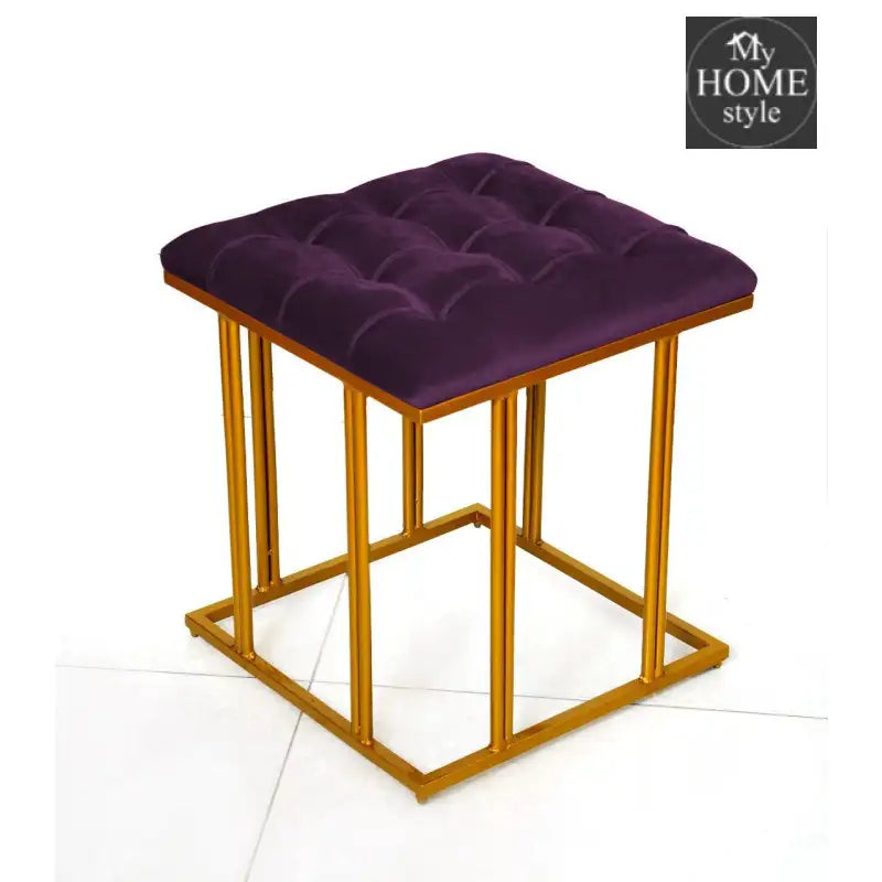 Luxury Velvet Square Stool With Steel Stand -907 - myhomestyle.pk