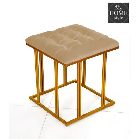 Luxury Velvet Square Stool With Steel Stand - 908 - myhomestyle.pk