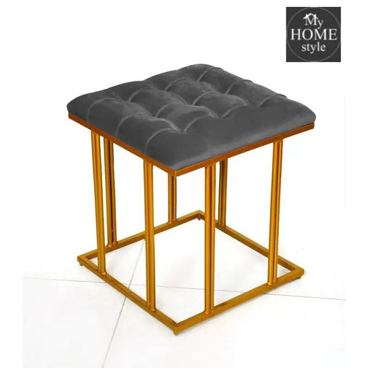 Luxury Velvet Square Stool With Steel Stand - 910 - myhomestyle.pk