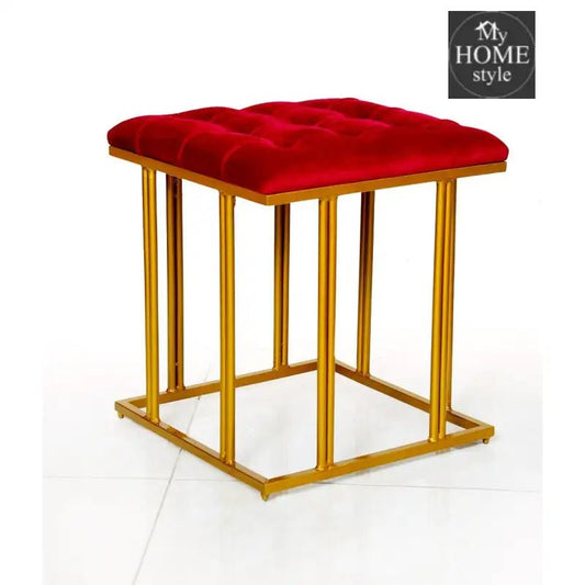 Luxury Velvet Square Stool With Steel Stand - 911 - myhomestyle.pk