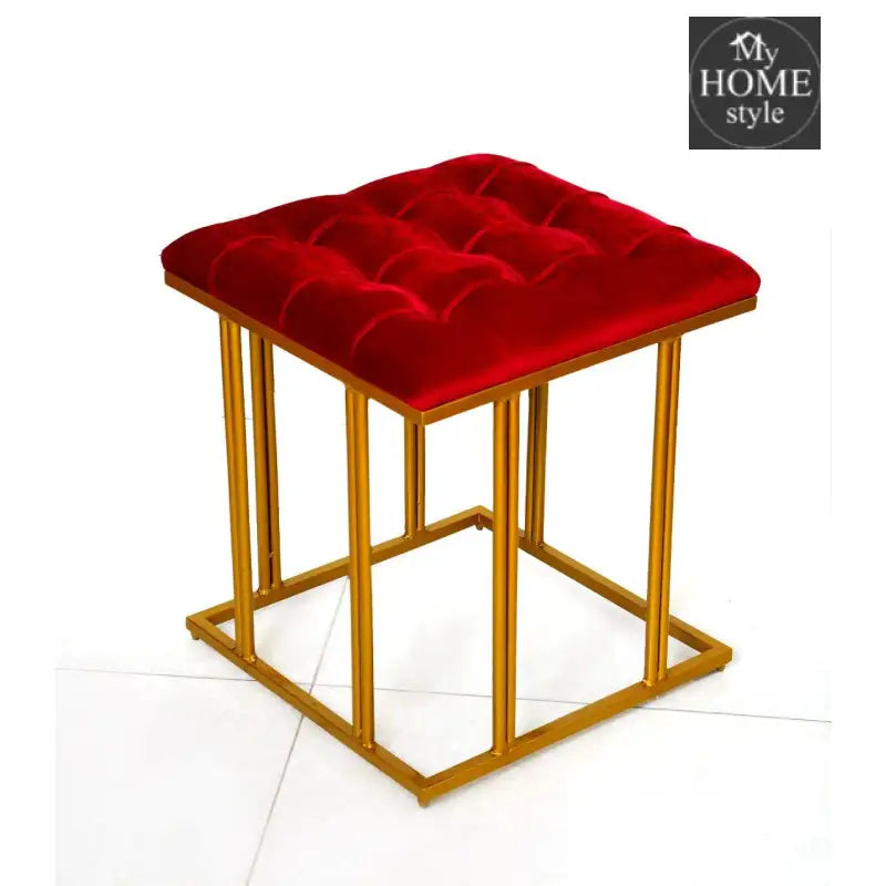 Luxury Velvet Square Stool With Steel Stand -911 - myhomestyle.pk