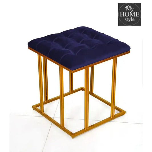 Luxury Velvet Square Stool With Steel Stand - 912 - myhomestyle.pk