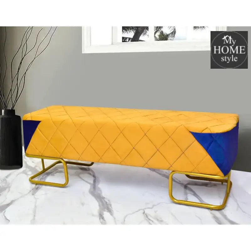 Luxury Velvet Wooden stool 3 Seater With Steel Stand - 1256 - myhomestyle.pk