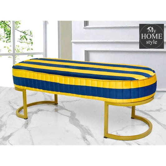 Luxury Velvet Wooden stool 3 Seater With Steel Stand - 1258 - myhomestyle.pk