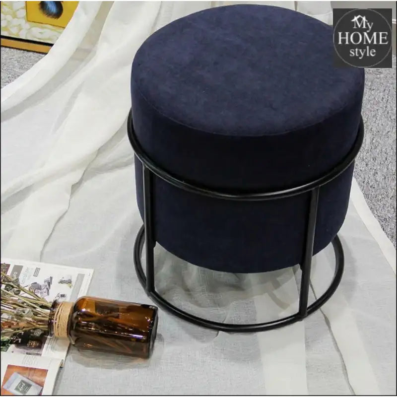 Luxury Wooden Round stool With Steel Stand -1129 - myhomestyle.pk