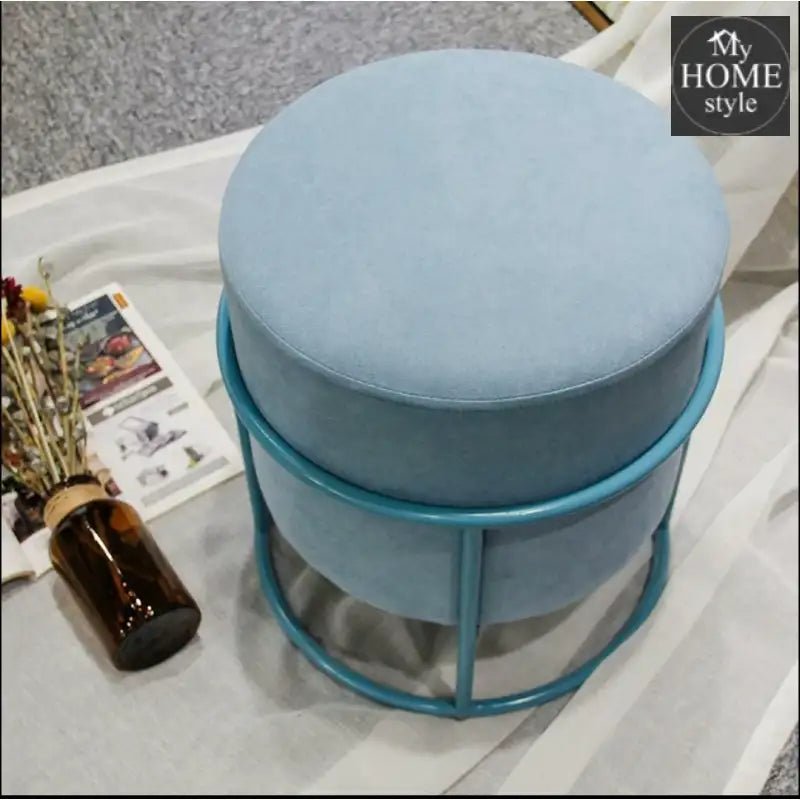 Luxury Wooden Round stool With Steel Stand - 1130 - myhomestyle.pk