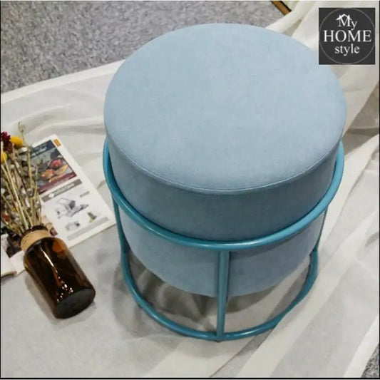 Luxury Wooden Round stool With Steel Stand - 1130 - myhomestyle.pk