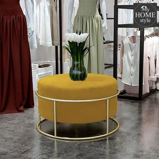 Luxury Wooden Round stool With Steel Stand - 299 - myhomestyle.pk