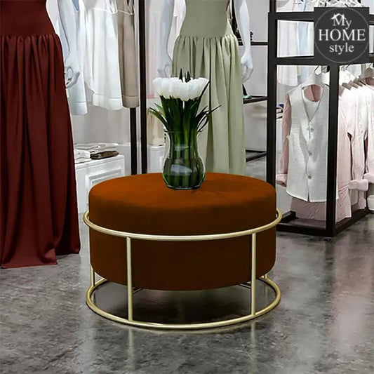 Luxury Wooden Round stool With Steel Stand - 301 - myhomestyle.pk