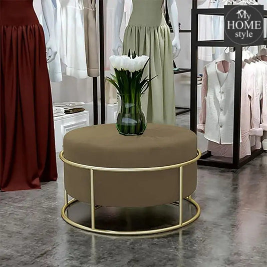 Luxury Wooden Round stool With Steel Stand - 302 - myhomestyle.pk