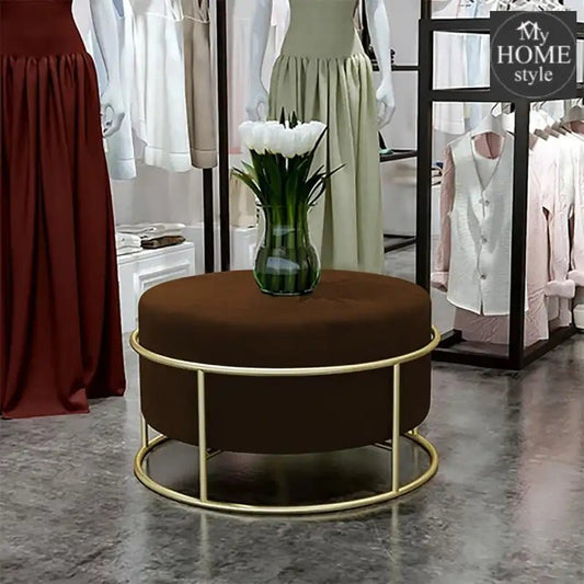 Luxury Wooden Round stool With Steel Stand - 303 - myhomestyle.pk