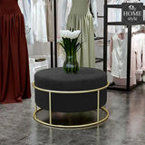 Luxury Wooden Round stool With Steel Stand -305 - myhomestyle.pk