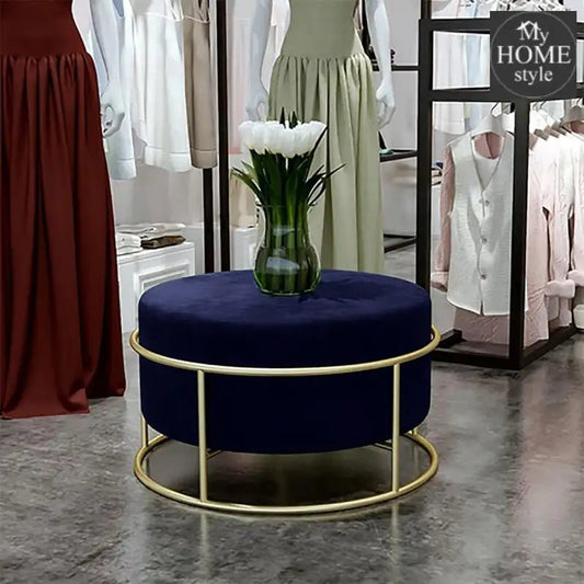 Luxury Wooden Round stool With Steel Stand - 306 - myhomestyle.pk