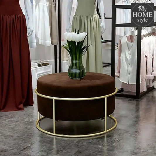 Luxury Wooden Round stool With Steel Stand - 307 - myhomestyle.pk