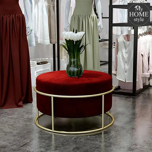 Luxury Wooden Round stool With Steel Stand - 308 - myhomestyle.pk