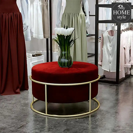Luxury Wooden Round stool With Steel Stand -308 - myhomestyle.pk