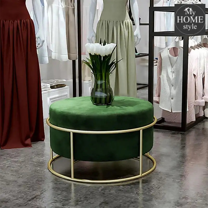 Luxury Wooden Round stool With Steel Stand -337 - myhomestyle.pk