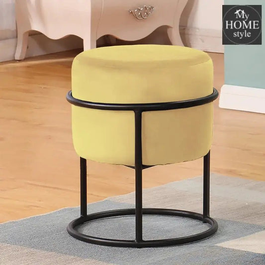 Luxury Wooden Round stool With Steel Stand - 338 - myhomestyle.pk