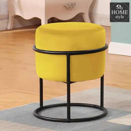 Luxury Wooden Round stool With Steel Stand - 339 - myhomestyle.pk