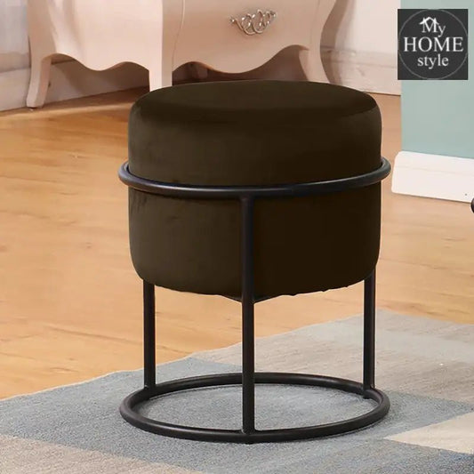 Luxury Wooden Round stool With Steel Stand - 340 - myhomestyle.pk