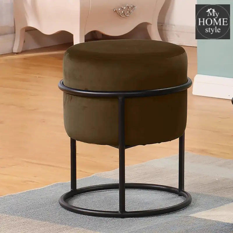 Luxury Wooden Round stool With Steel Stand -341 - myhomestyle.pk