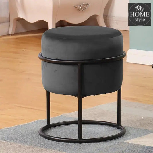 Luxury Wooden Round stool With Steel Stand - 344 - myhomestyle.pk