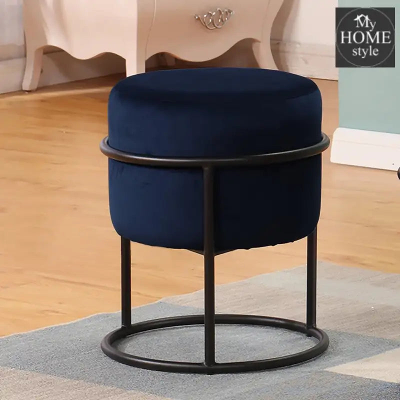 Luxury Wooden Round stool With Steel Stand -347 - myhomestyle.pk