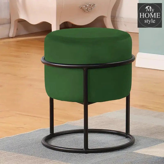 Luxury Wooden Round stool With Steel Stand - 348 - myhomestyle.pk